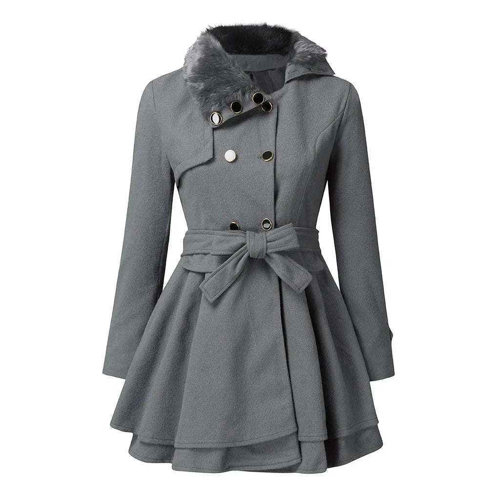 Aurora™ | Elegante Trench con Pelliccia Vegana