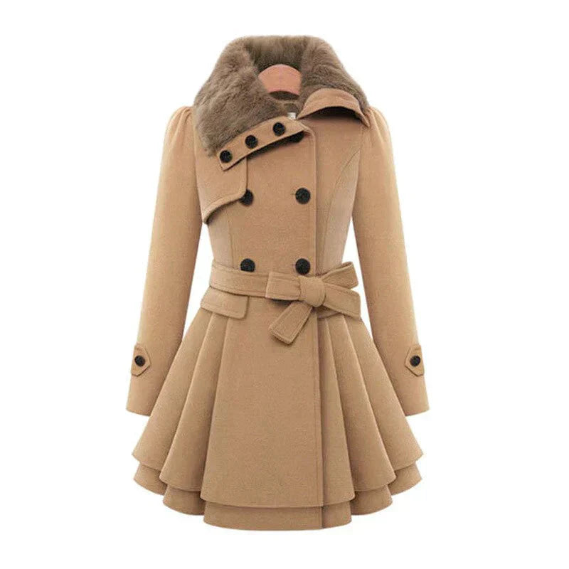 Aurora™ | Elegante Trench con Pelliccia Vegana